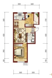 六合一方2室2厅1厨1卫建面81.00㎡