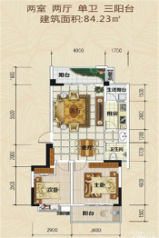 830大院2室2厅1厨1卫建面84.23㎡