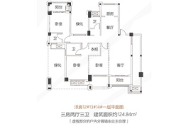 朗诗麓岛3室2厅1厨3卫建面124.84㎡