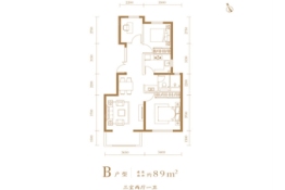 葛洲坝北京紫郡兰园3室2厅1厨1卫建面89.00㎡