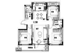 高实景苑3室2厅1厨2卫建面125.00㎡