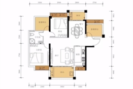 御豪庭2室2厅1厨1卫建面102.00㎡