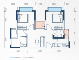 华府国际花园二期3室1厅1厨1卫建面73.56㎡