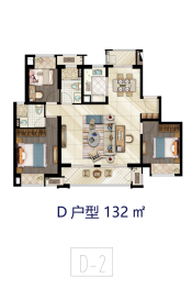 圆融广场3室2厅1厨2卫建面132.00㎡