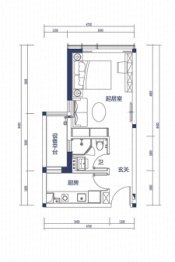 绿地总部中心1室1厅1厨1卫建面43.50㎡