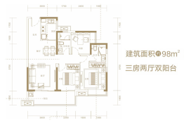 融创潭江首府3室2厅1厨2卫建面98.00㎡