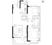 AB户型 85.41 两室两厅一卫