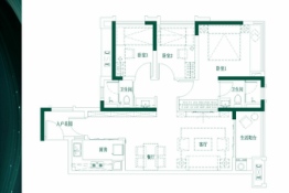 万科金域蓝湾二期2室2厅1厨2卫建面93.00㎡