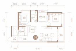 中交·蓝色海湾2室2厅1厨1卫建面93.00㎡