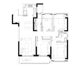 美的云筑4室2厅1厨2卫建面128.00㎡