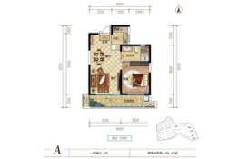 洋沙湖国际旅游度假区·洋沙小镇1室2厅1厨1卫建面66.45㎡