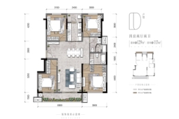 中南玖宸4室2厅1厨2卫建面129.00㎡