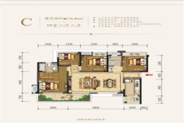 领地.青江蘭台4室2厅1厨2卫建面134.46㎡