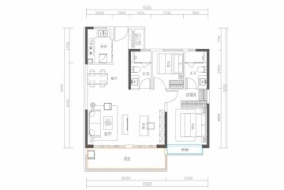 融创高隆湾2室2厅1厨2卫建面104.04㎡