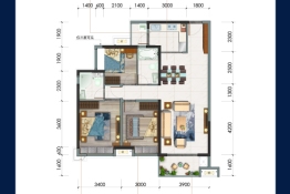 美的白鹭湾3室2厅1厨2卫建面115.00㎡