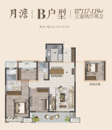 宿州富力城3室2厅1厨2卫建面117.00㎡