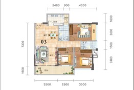 格林春天3室2厅1厨2卫建面81.00㎡