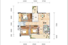 格林春天3室2厅1厨1卫建面81.00㎡