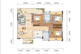 格林春天3室2厅1厨2卫建面103.00㎡