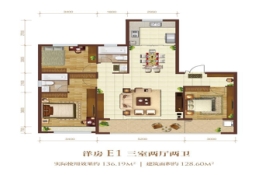 悦府3室2厅1厨2卫建面128.60㎡