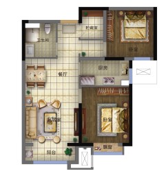 中关村新世界2室2厅1厨1卫建面80.00㎡