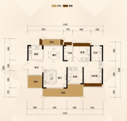 景富双湖湾3室2厅1厨2卫建面137.00㎡