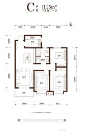 晋建·迎曦园3室2厅1厨1卫建面115.00㎡