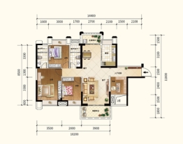 金盛丽景二期4室2厅1厨2卫建面122.00㎡