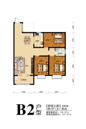 钦江华府3室2厅1厨1卫建面116.31㎡