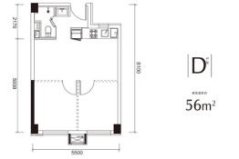 五矿·新里2室1厅1厨1卫建面56.00㎡