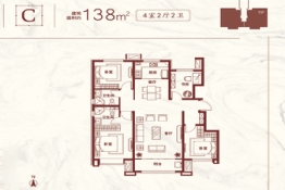 天津翡翠公园4室2厅1厨2卫建面138.00㎡