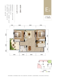 裕城春三里2室2厅1厨1卫建面52.00㎡