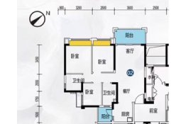 锦绣国际花城3室2厅1厨2卫建面91.20㎡