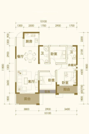 瀚海·领秀城3室2厅1厨2卫建面106.36㎡