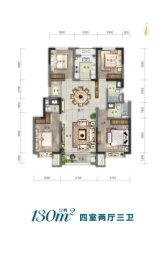 联发锦里4室2厅1厨3卫建面130.00㎡