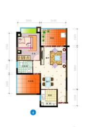 四季康城五期山海一品居1室2厅1厨1卫建面67.44㎡