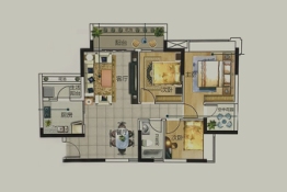 嘉骏幸福里3室2厅1厨1卫建面90.58㎡