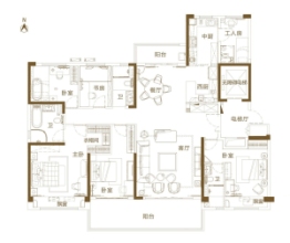 铜陵碧桂园5室2厅1厨3卫建面215.00㎡