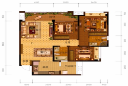 上东逸景3室2厅1厨2卫建面115.00㎡