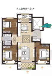 8号公馆3室2厅1厨1卫建面106.00㎡