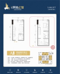 自贸环球公馆2室2厅1厨2卫建面42.10㎡