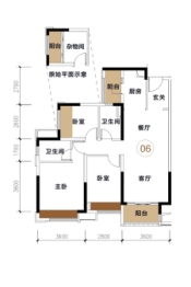 中海云麓公馆3室2厅1厨2卫建面100.00㎡