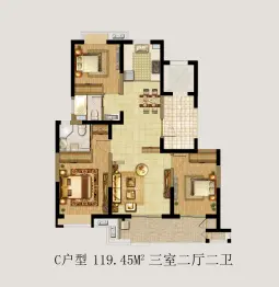 朱泾名园3室2厅1厨2卫建面119.45㎡