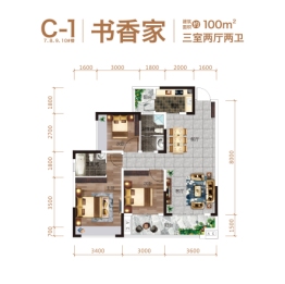 清鸥·教育天地3室2厅1厨2卫建面100.00㎡