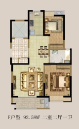 朱泾名园2室2厅1厨1卫建面92.58㎡