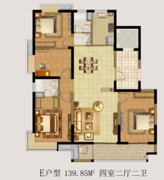 朱泾名园4室2厅1厨2卫建面139.85㎡