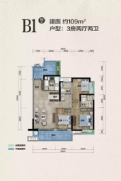 保利碧桂园悦府3室2厅2厨2卫建面109.00㎡