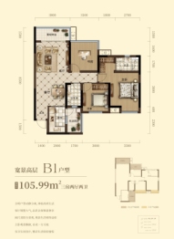 桂林彰泰学府3室2厅1厨2卫建面105.99㎡