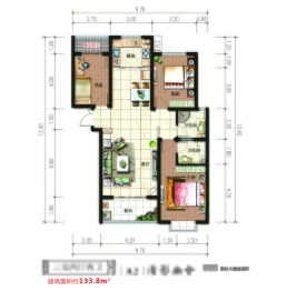 金磊·凤凰城3室2厅1厨2卫建面133.80㎡