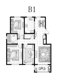 奥体紫兰园3室2厅1厨1卫建面132.00㎡